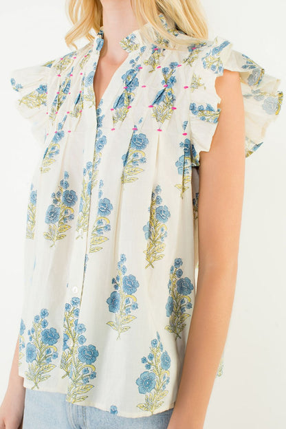 Floral Flutter Sleeve Top