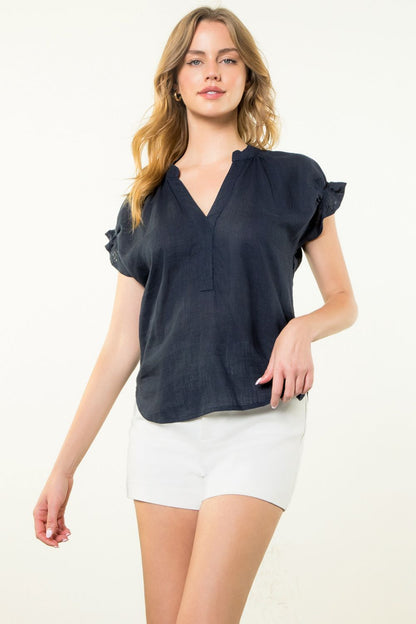 Short Sleeve V-Neck Top