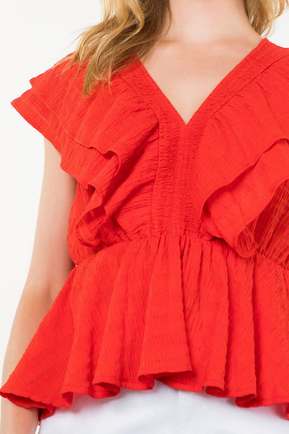 Flutter Sleeve Textured Top