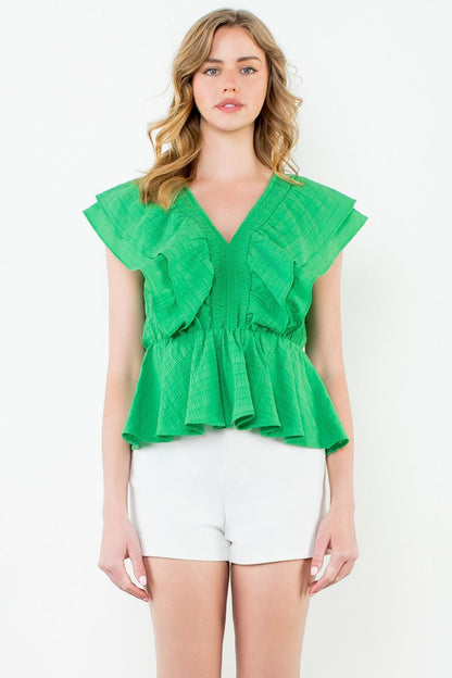 Flutter Sleeve Textured Top