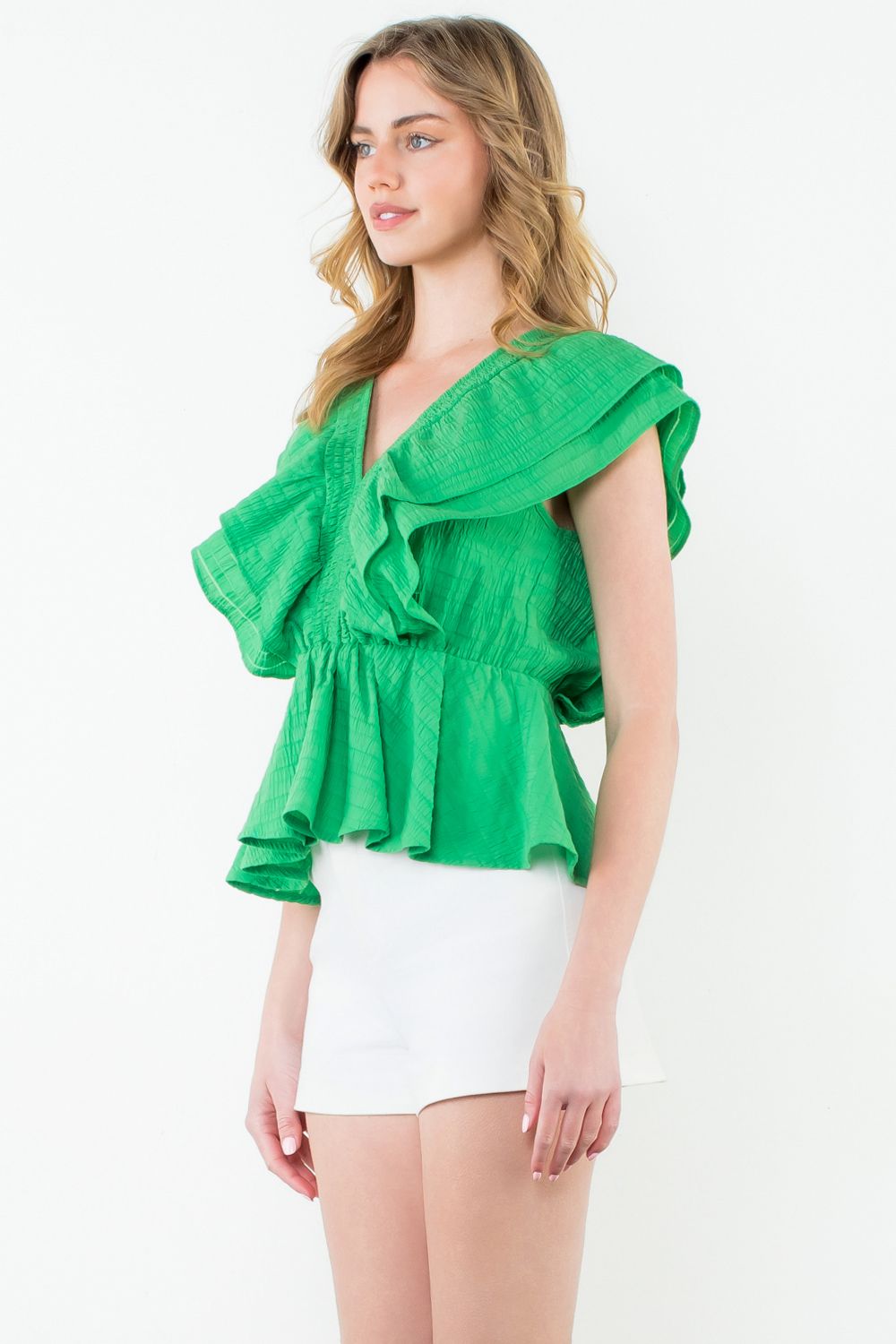 Flutter Sleeve Textured Top