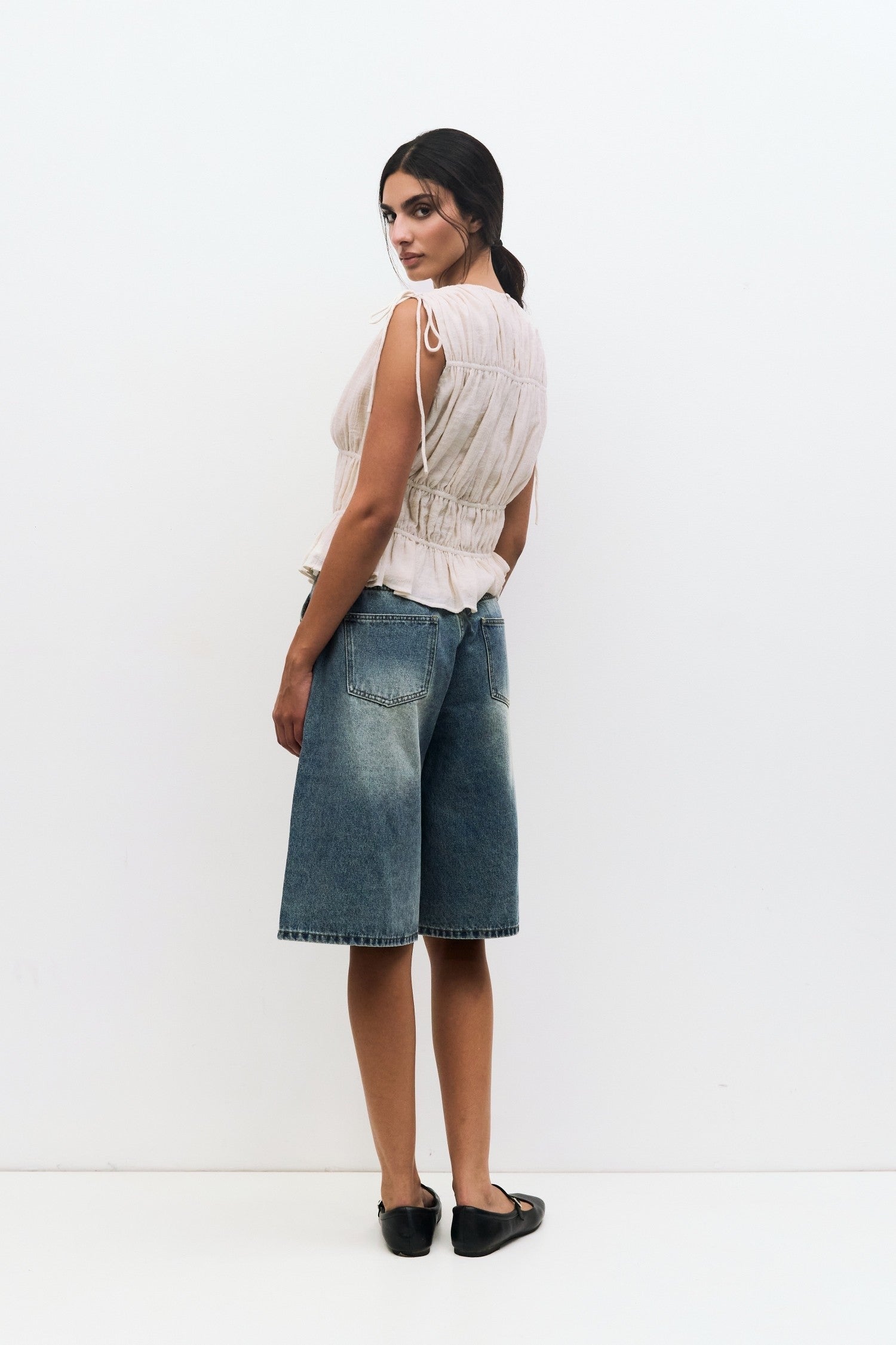 V Neck Tank Top with String Detail