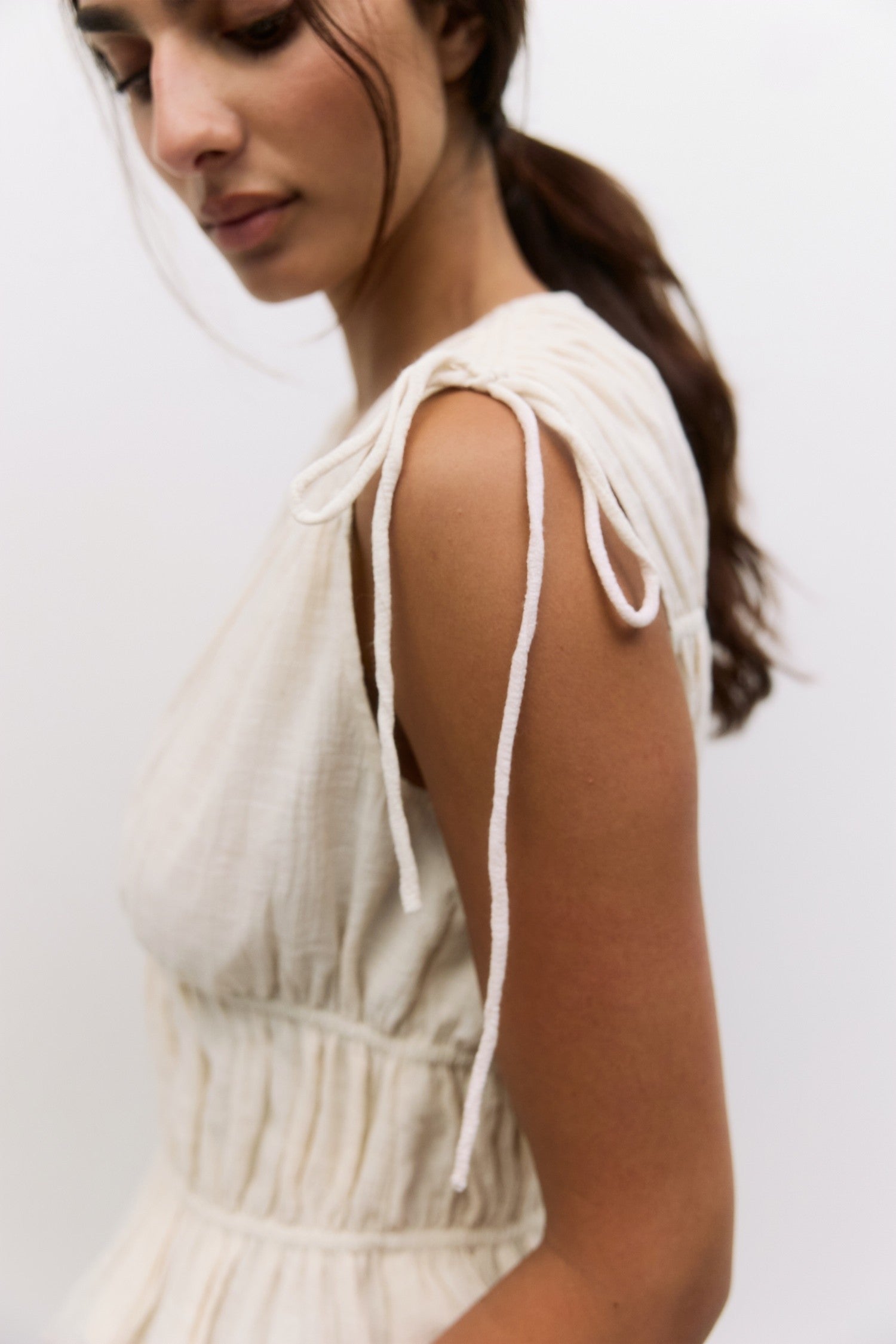 V Neck Tank Top with String Detail
