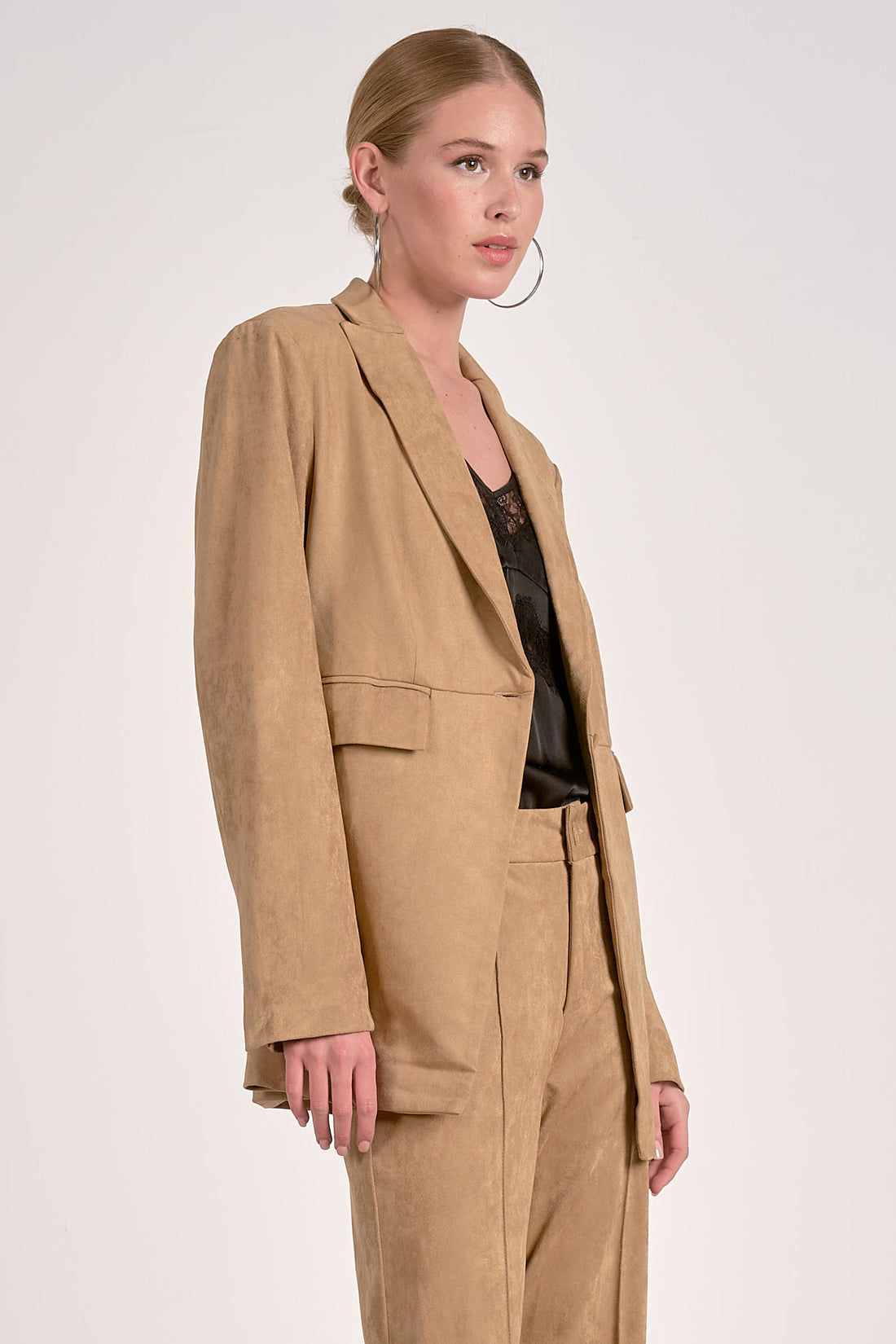 Faux Suede Blazer Jacket