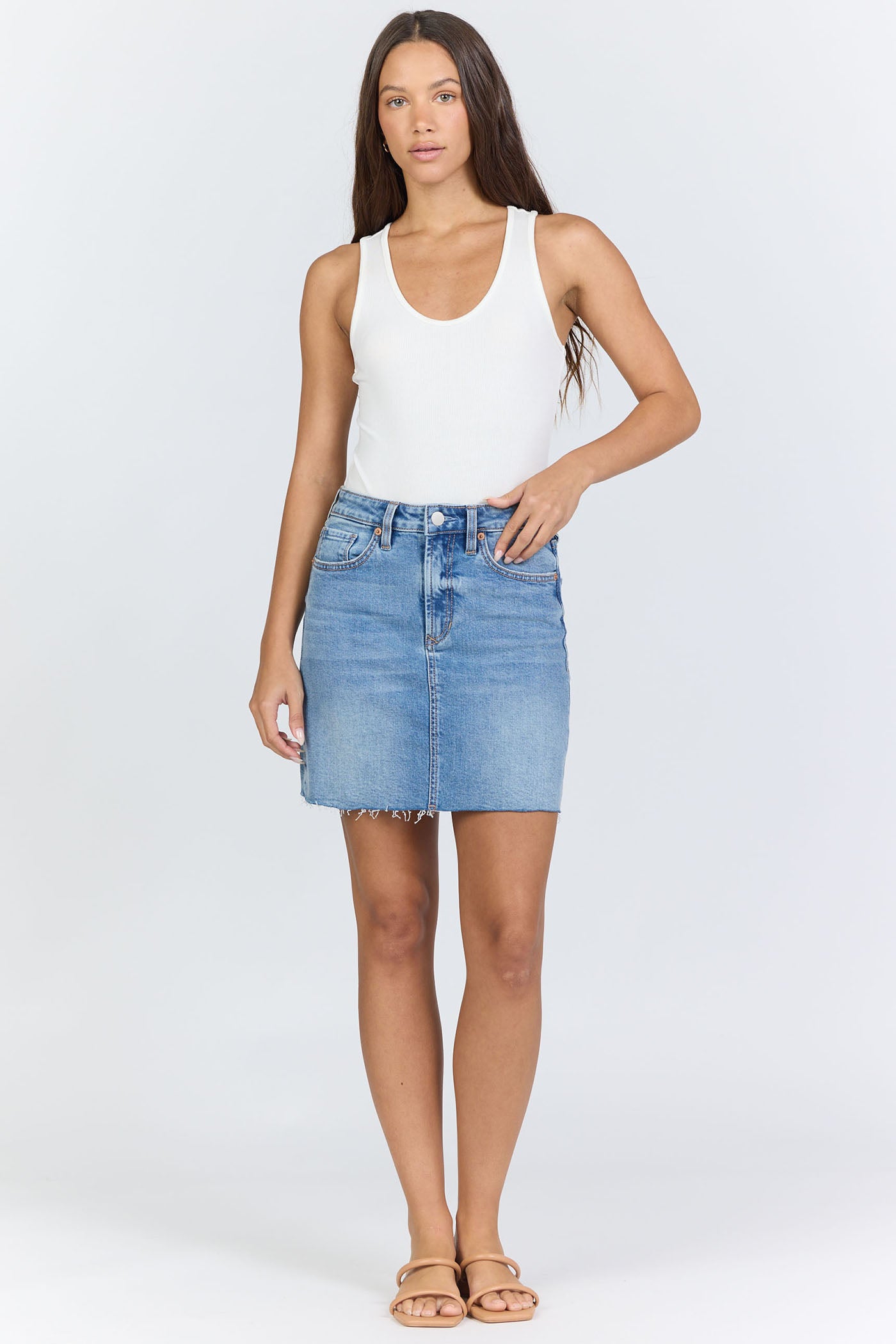 Chic High-Waisted Denim Skirt | Dear John Quinn