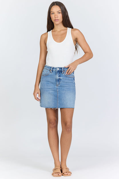 Chic High-Waisted Denim Skirt | Dear John Quinn