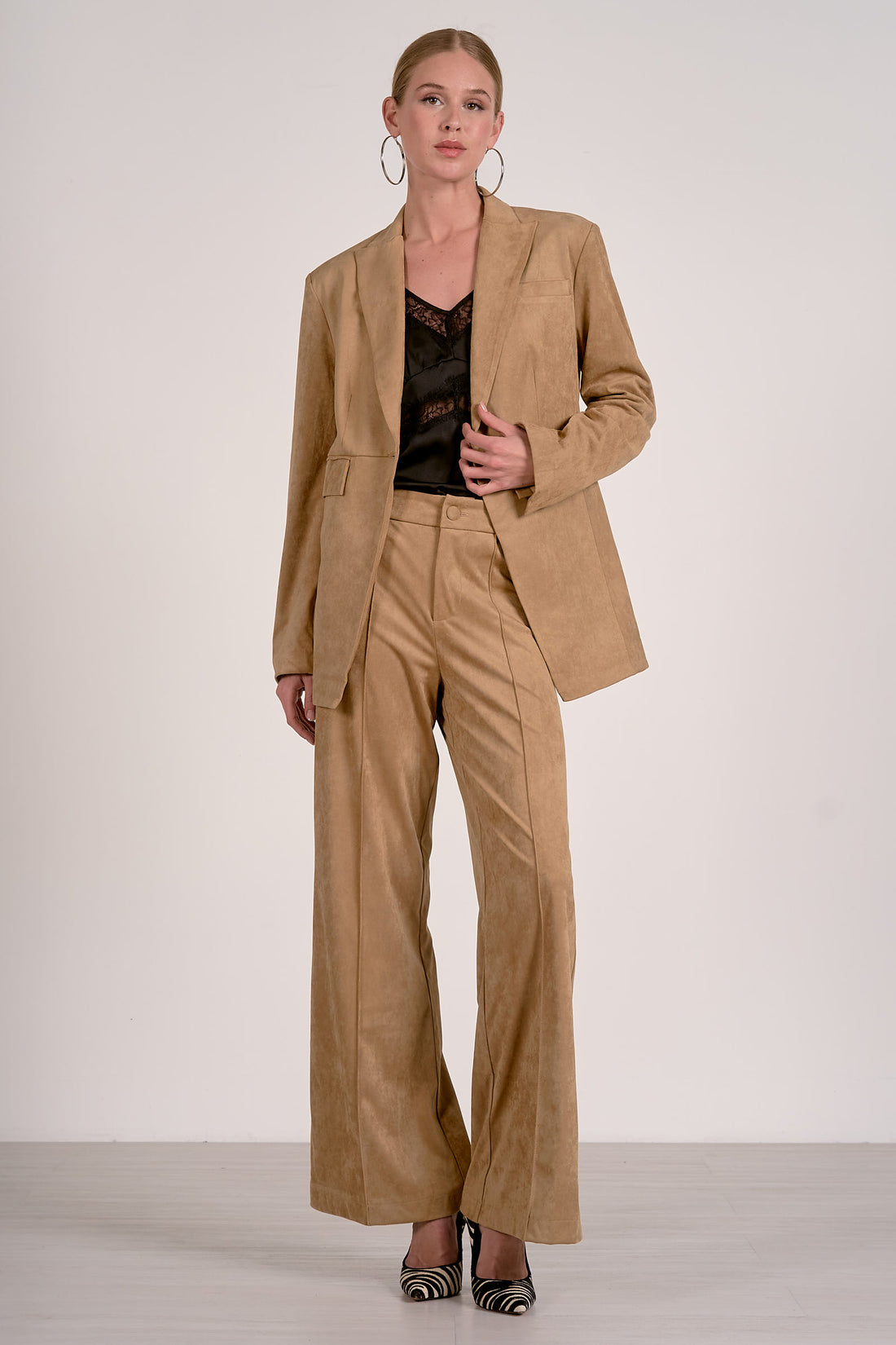Faux Suede Blazer Jacket