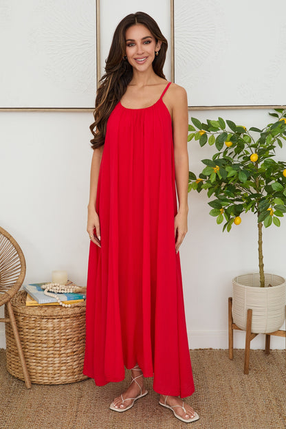 Spaghetti Strap Textured Gauze Maxi Dress