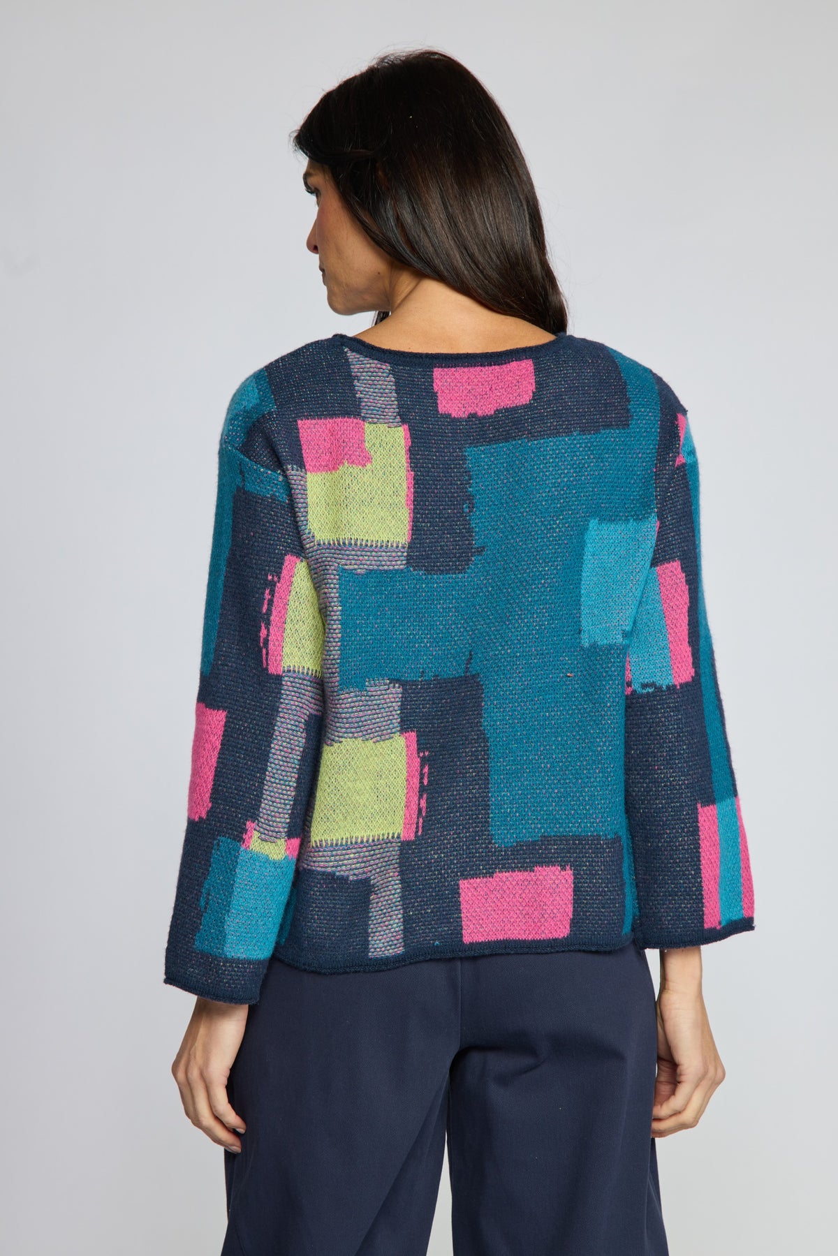 Colorblock Abstract Knit Sweater