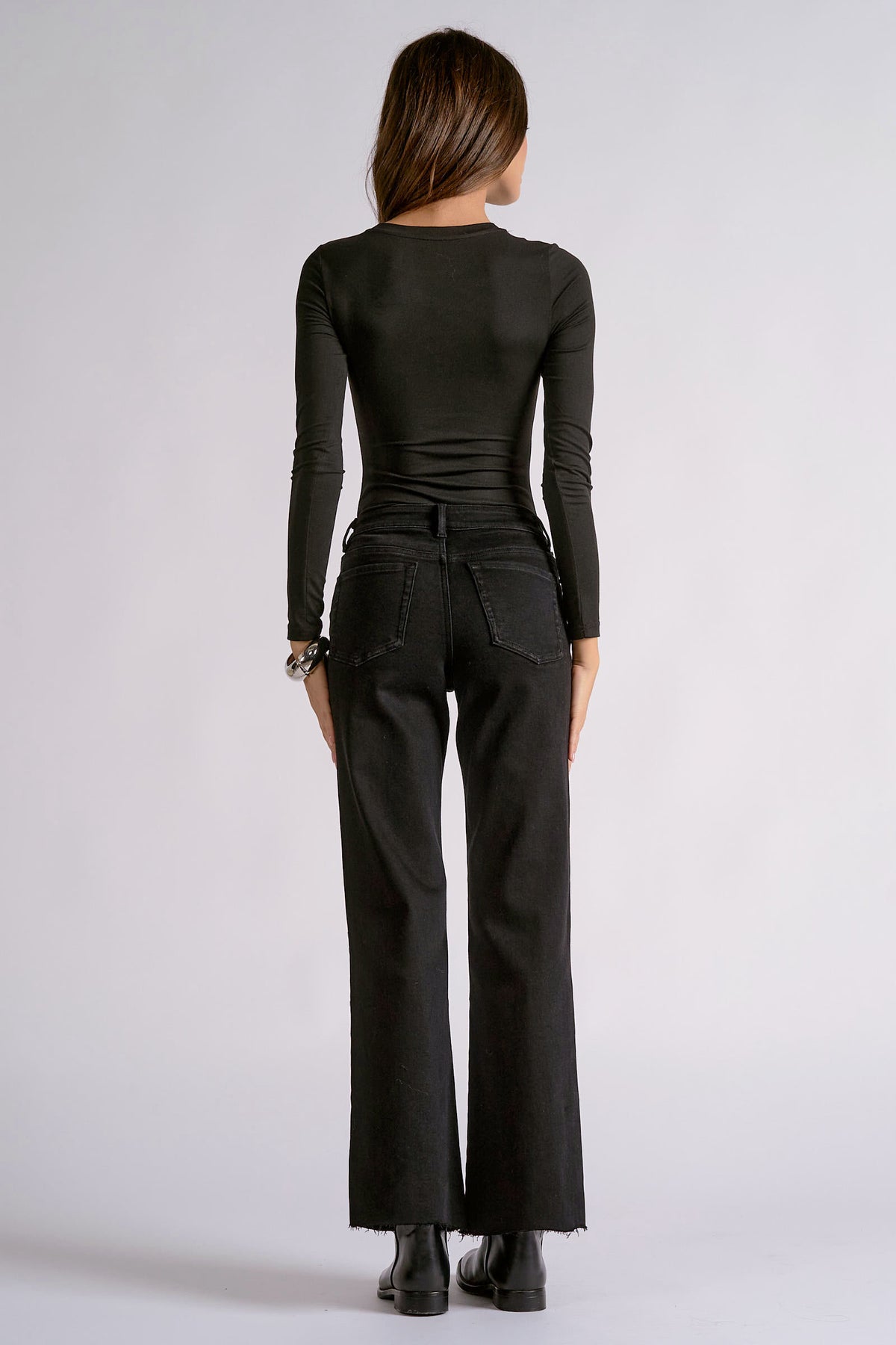 Black Studded Straight Leg Jeans