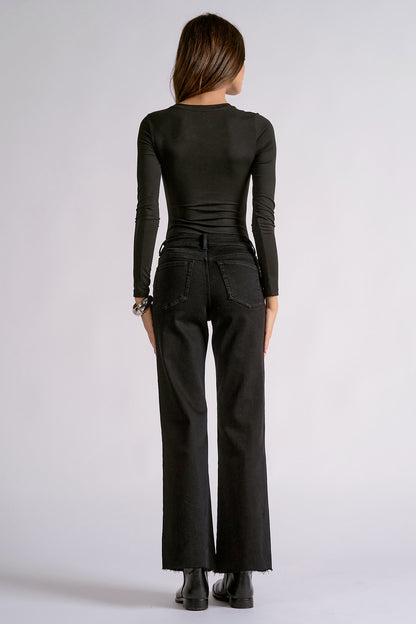 Black Studded Straight Leg Jeans