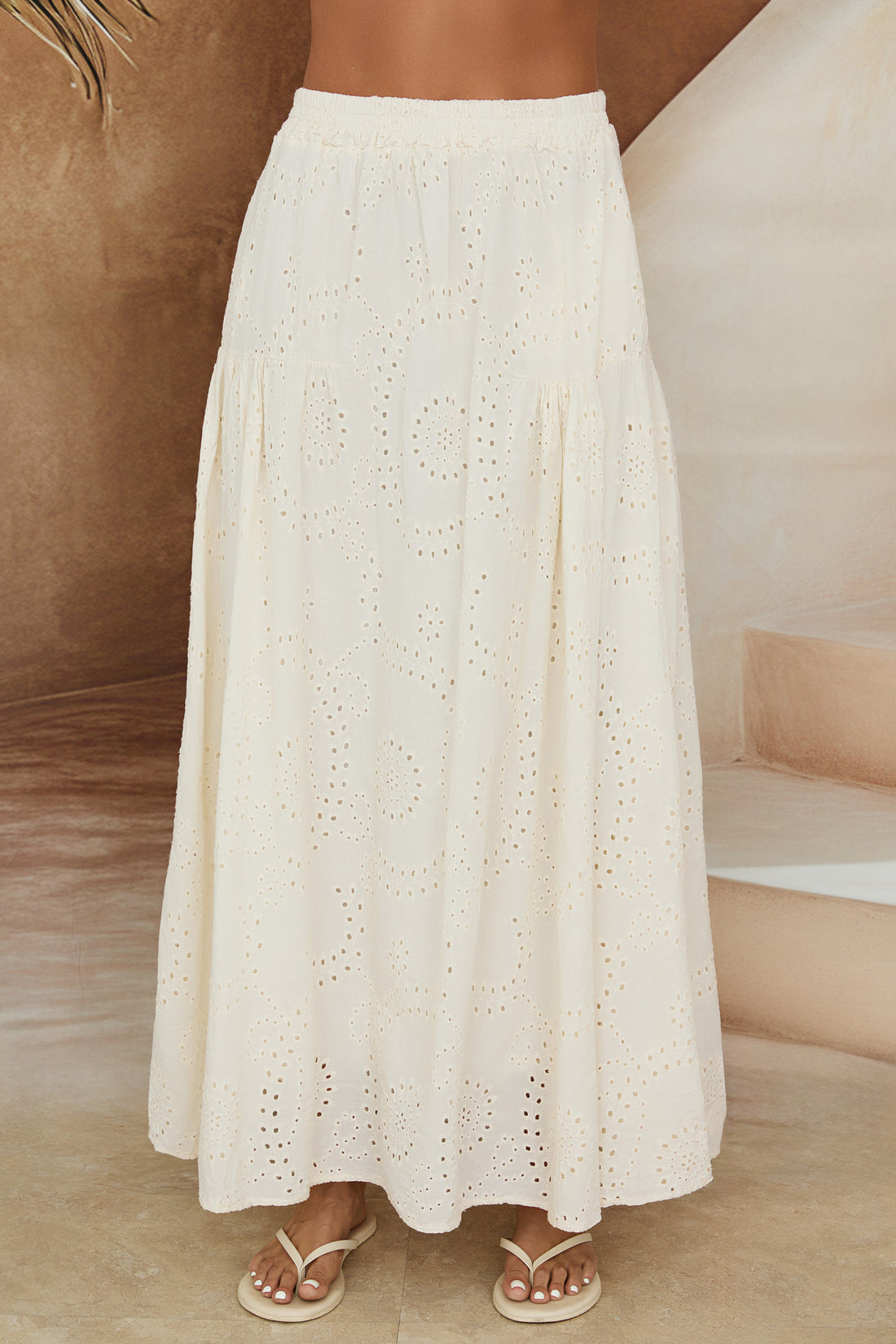 Eyelet Maxi Skirt With Pockets