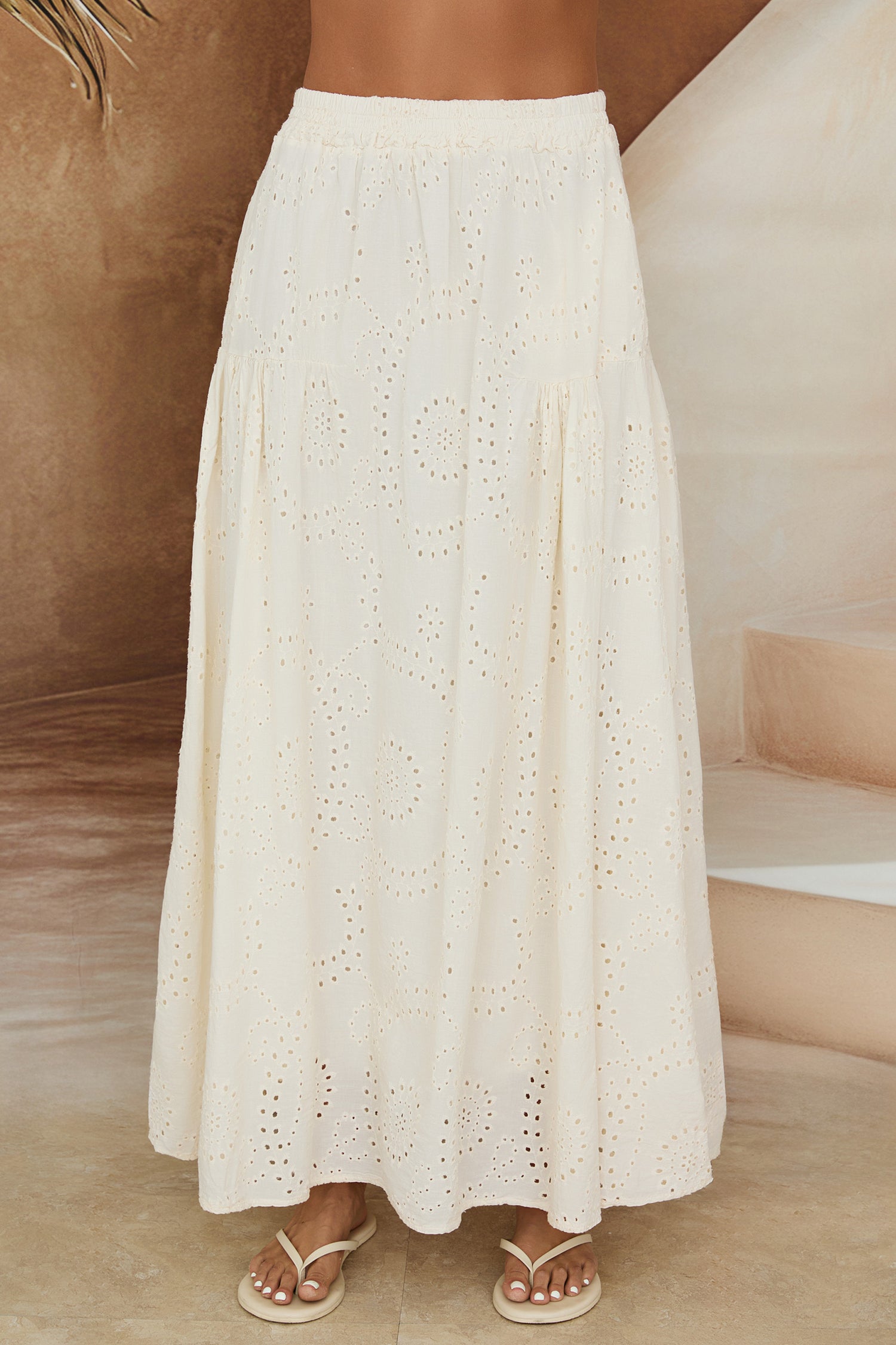 Eyelet Maxi Skirt With Pockets