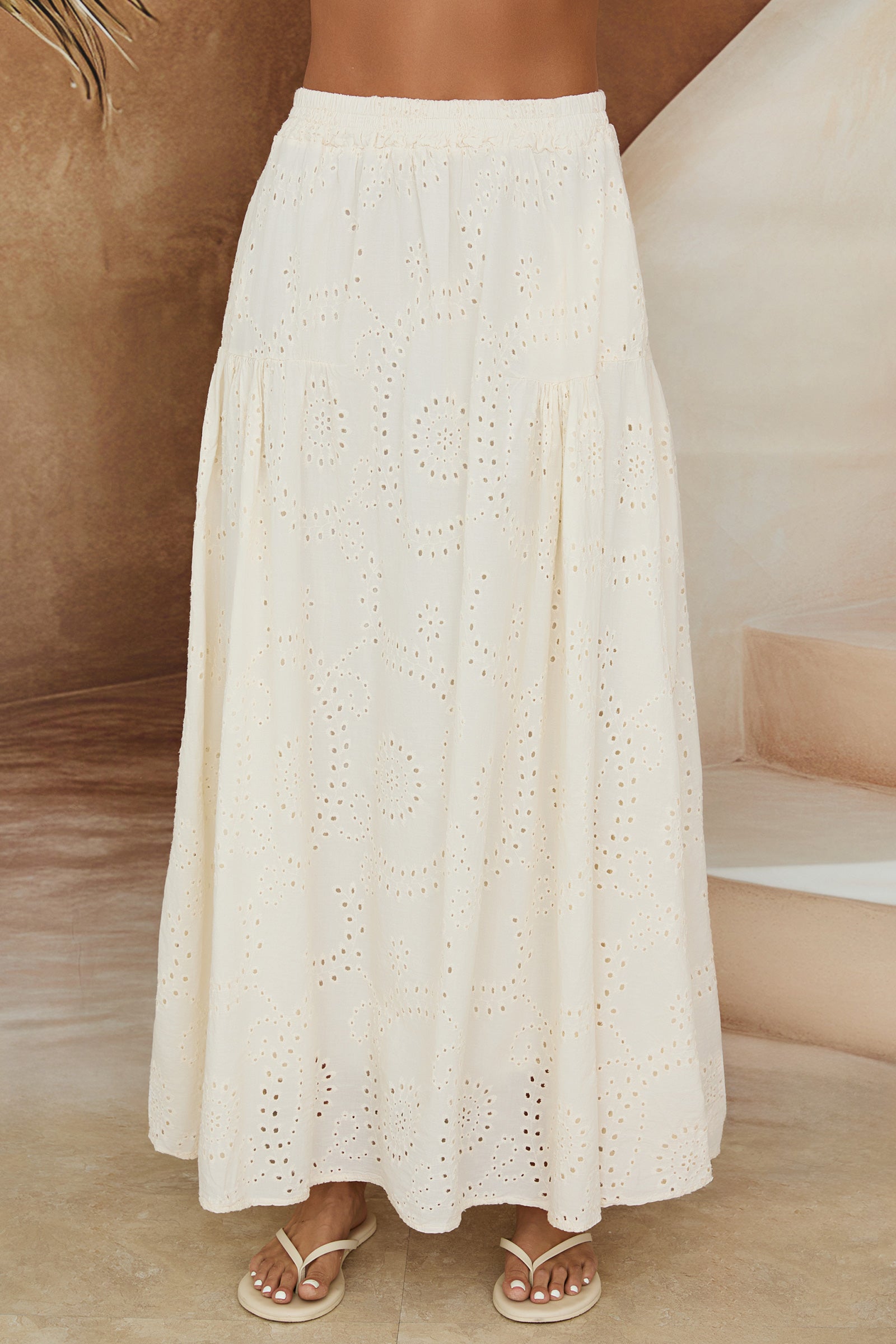 Eyelet Maxi Skirt With Pockets