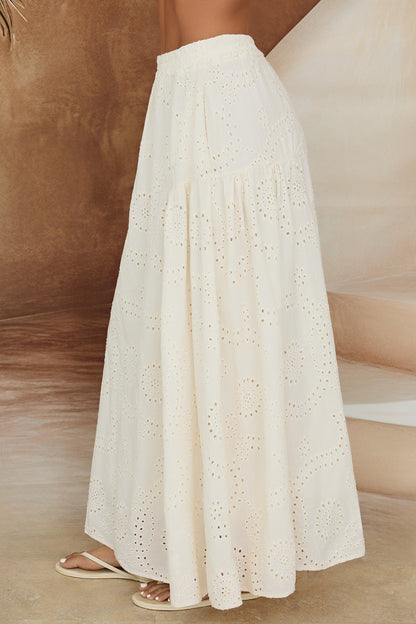 Eyelet Maxi Skirt With Pockets