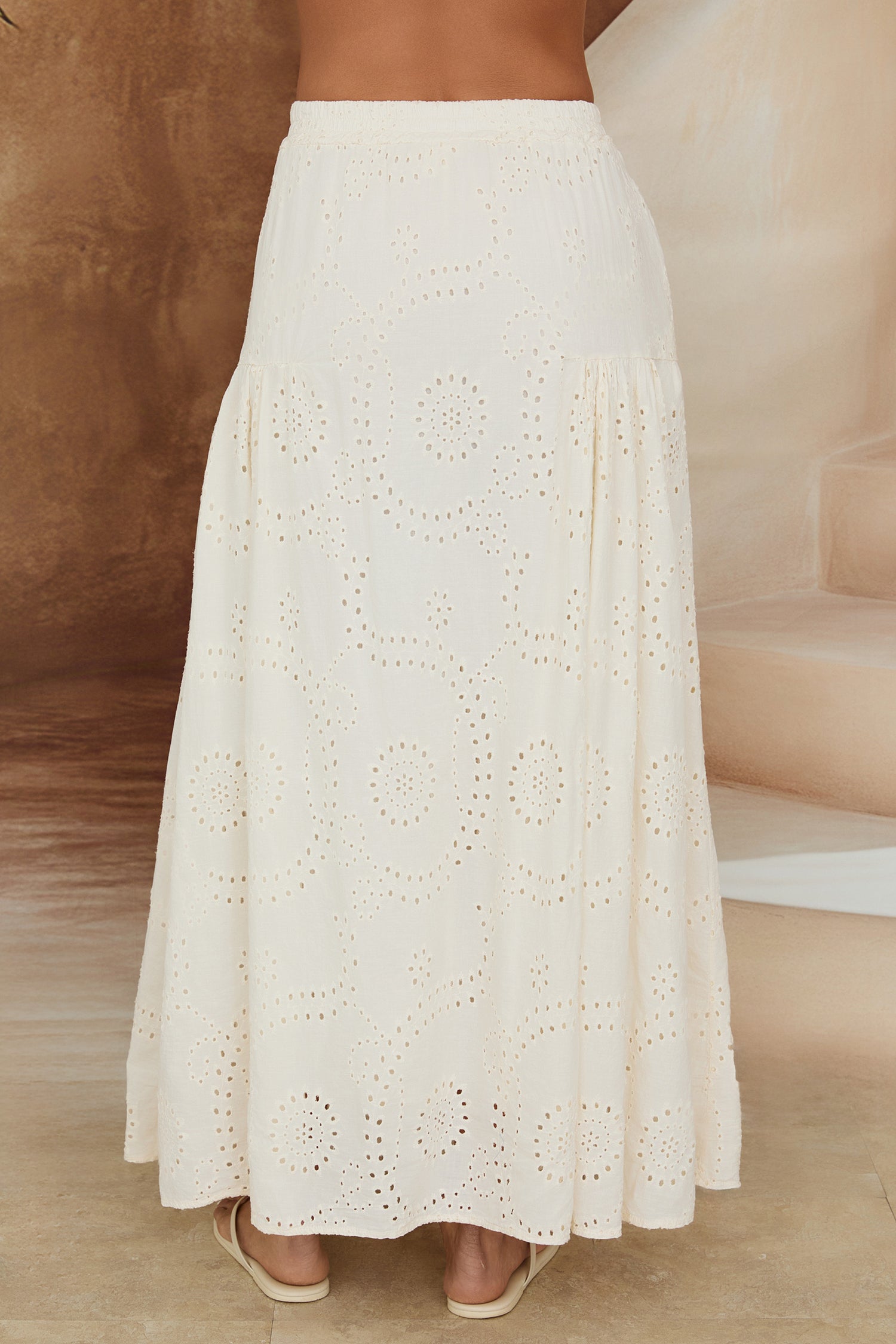 Eyelet Maxi Skirt With Pockets
