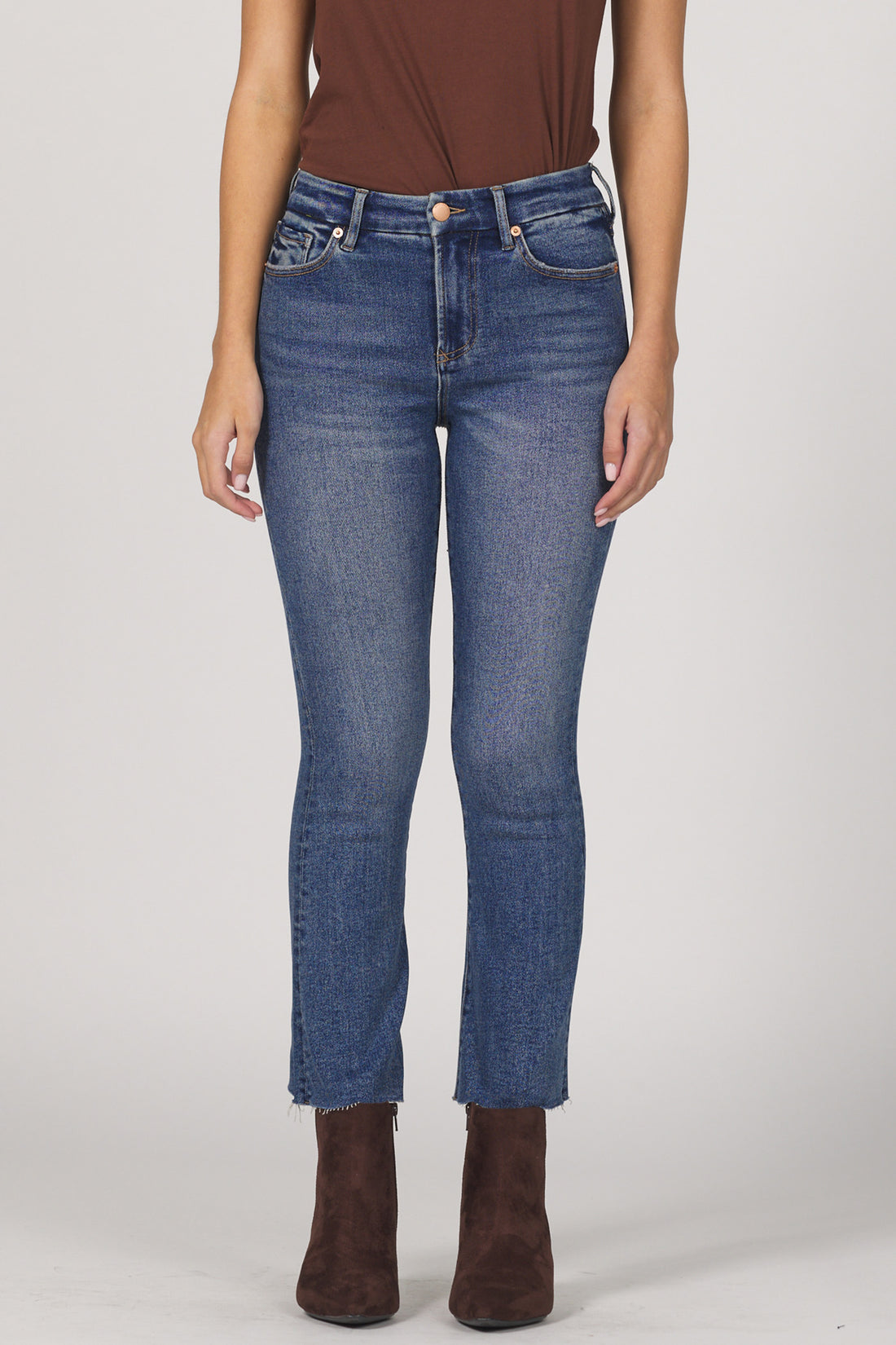 Mid Rise Raw Hem Crop Jean | Dear John Jeanne