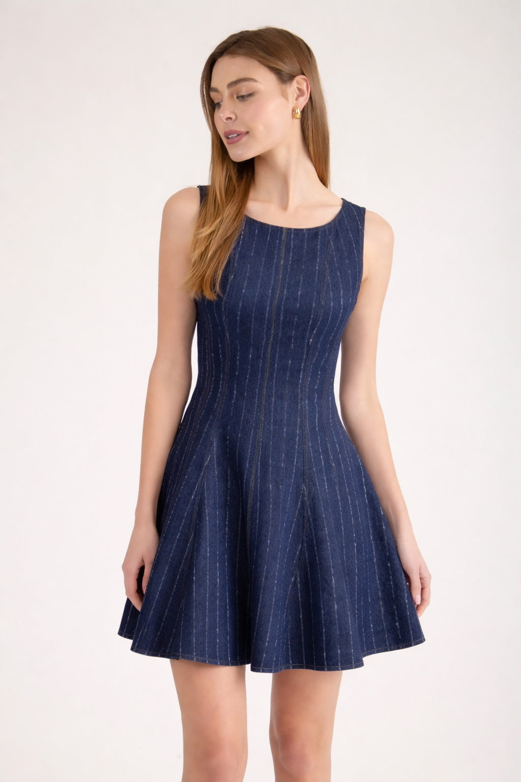 Tailored Denim Stripe Mini Dress