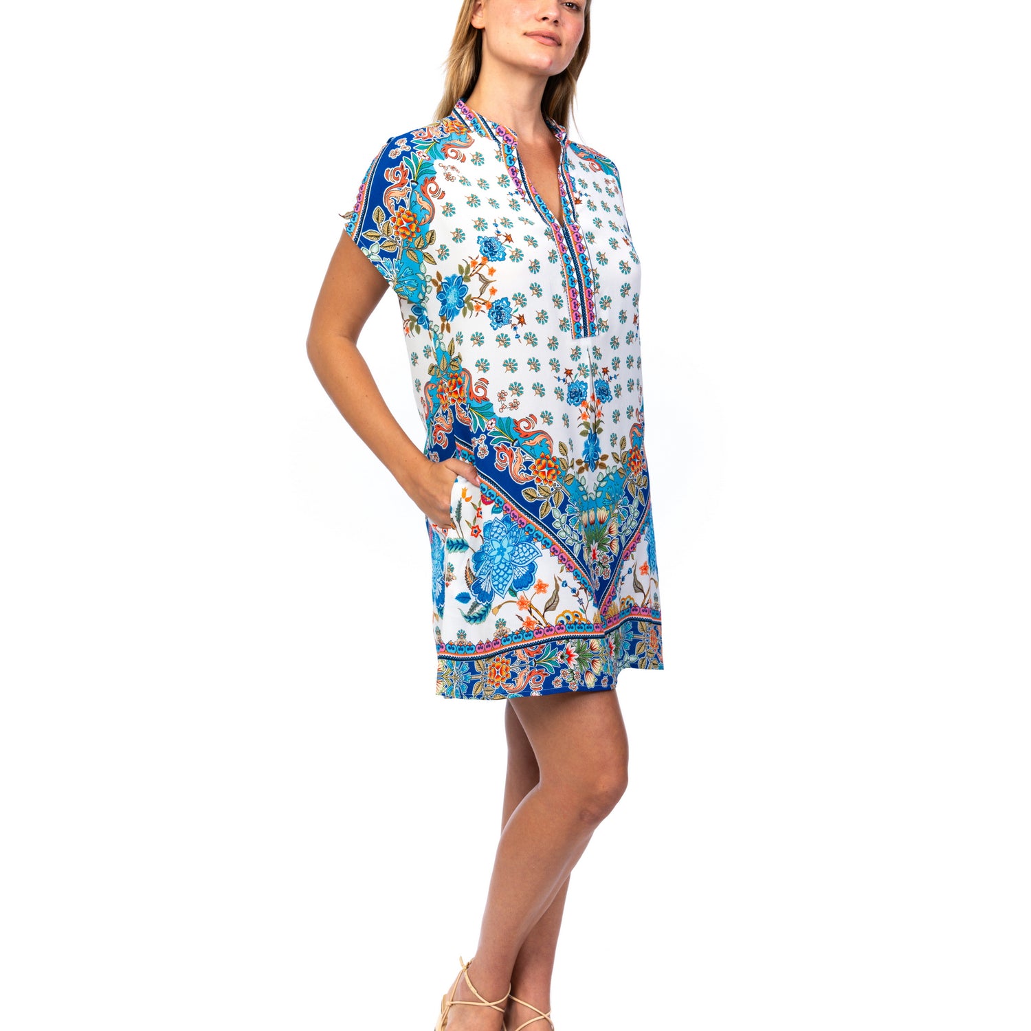 Mosaic Border-Print Tunic Dress
