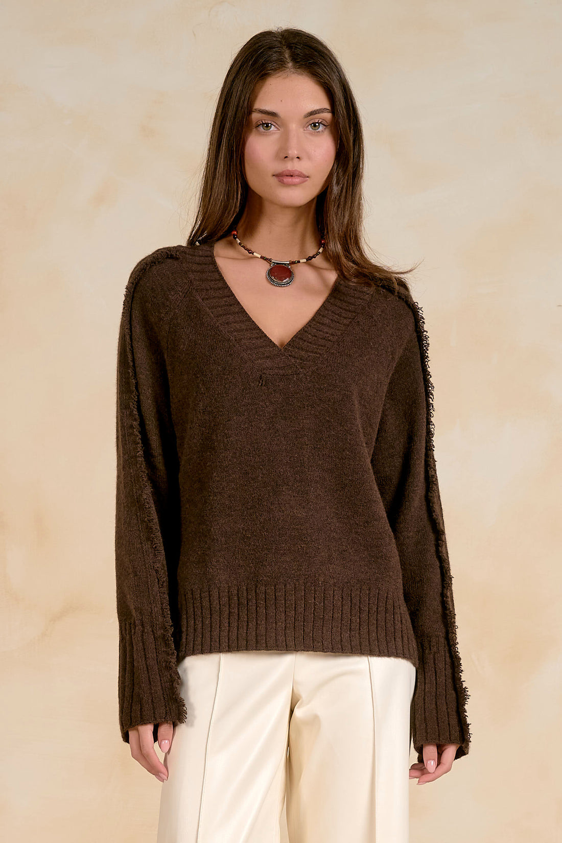 Fray Edge V-Neck Sweater
