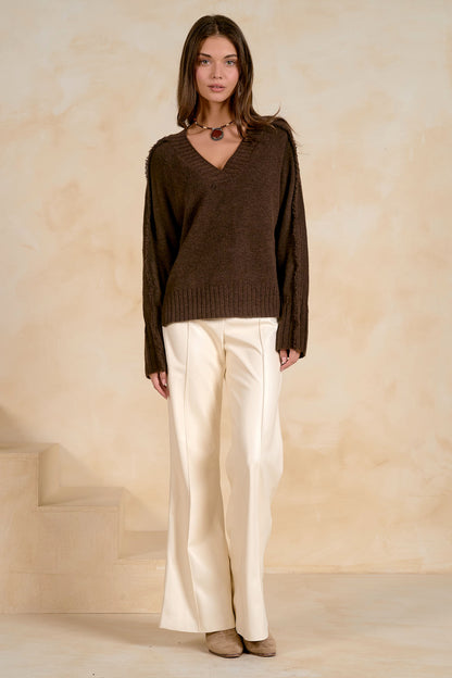 Fray Edge V-Neck Sweater