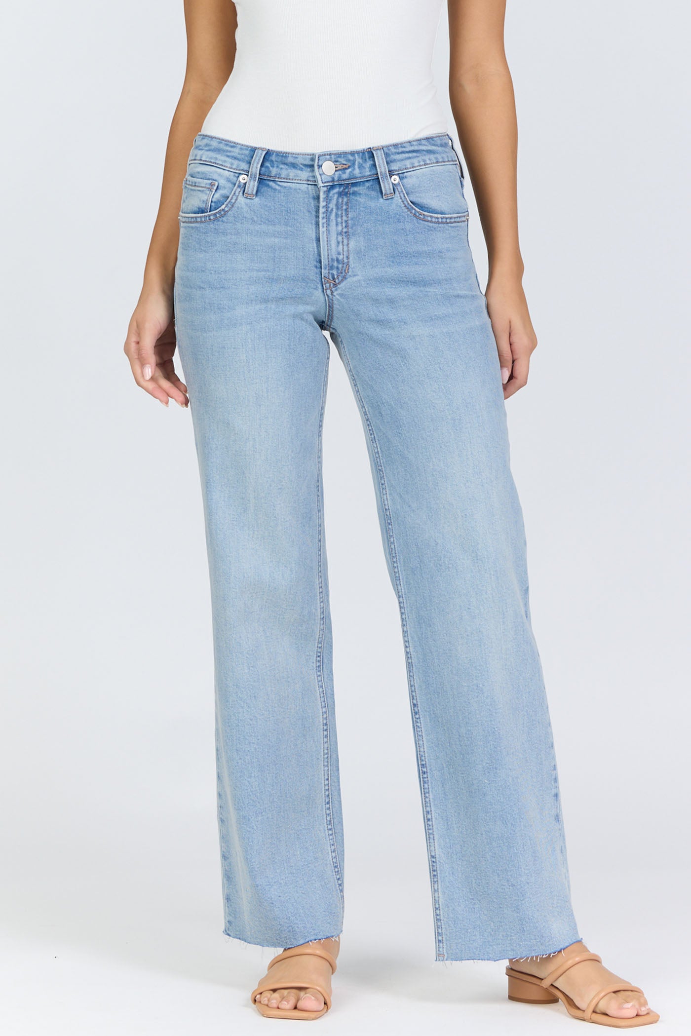 Low-Rise Straight-Leg Raw Hem Jeans | Dear John Drew