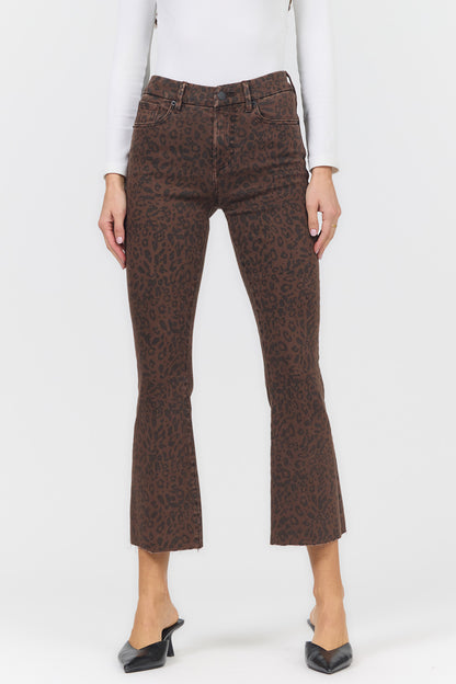 Dark Leopard Mid-Rise Raw Edge Jeans | Dear John Jeanne