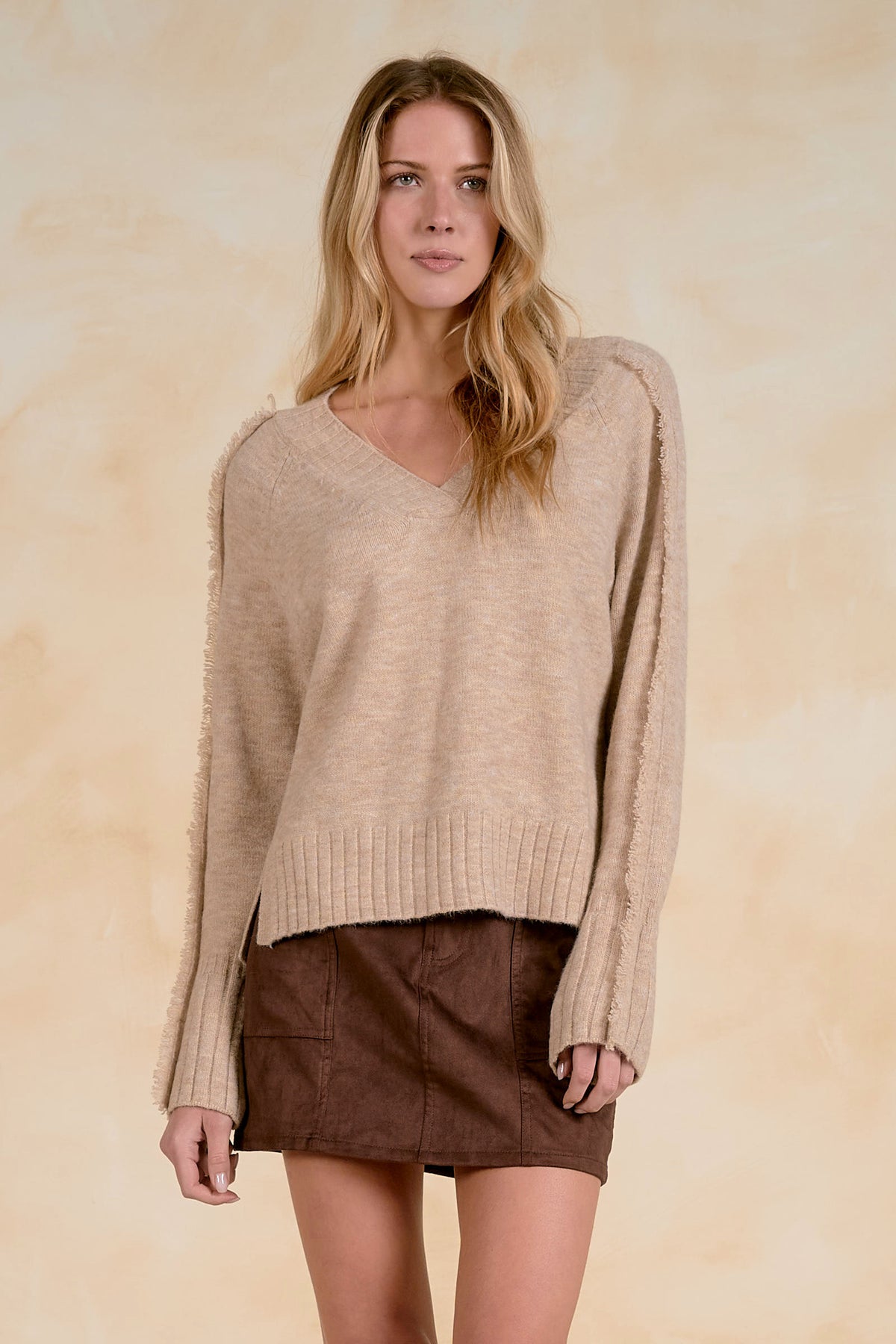 Fray Edge V-Neck Sweater