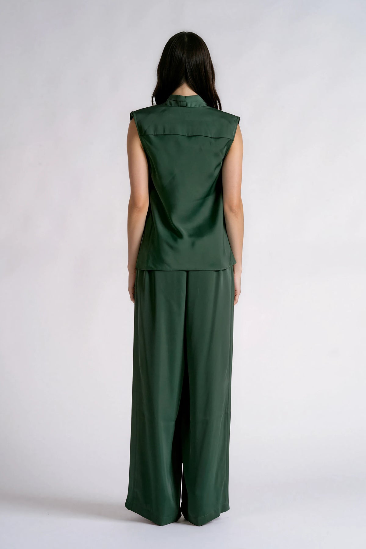 Emerald Satin Wide Leg Pant
