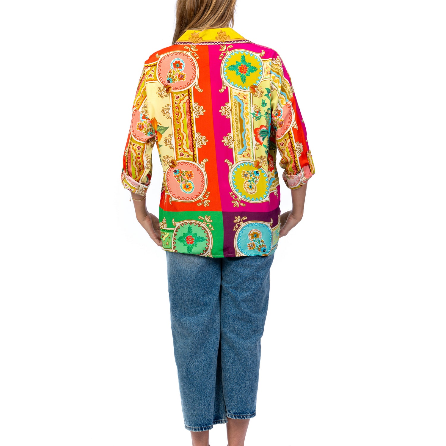 Vibrant Mosaic Print Button Down