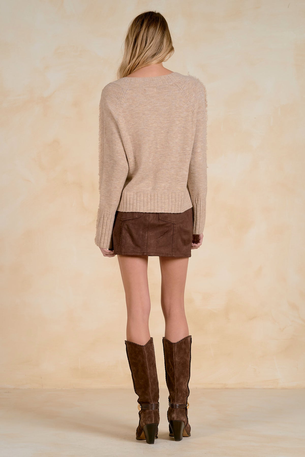Fray Edge V-Neck Sweater