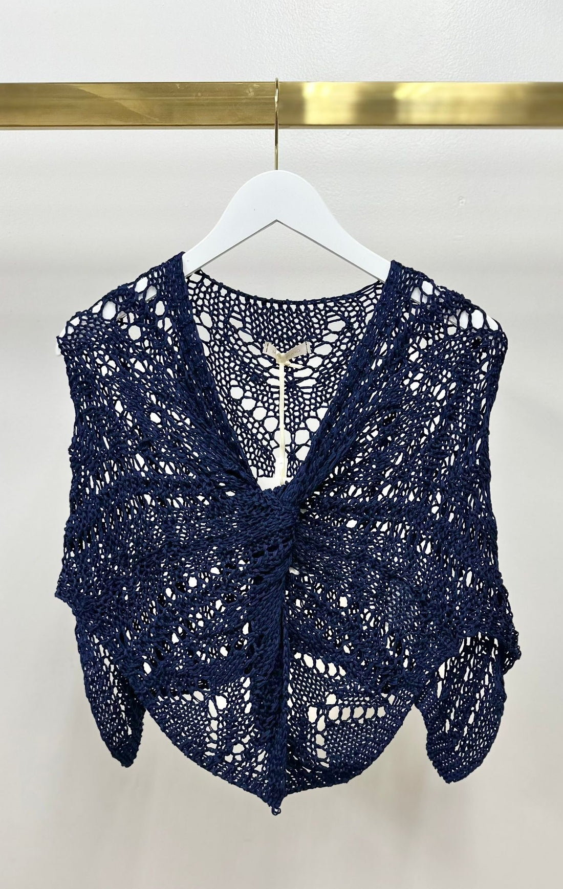 Crochet Knit Front Twist Poncho