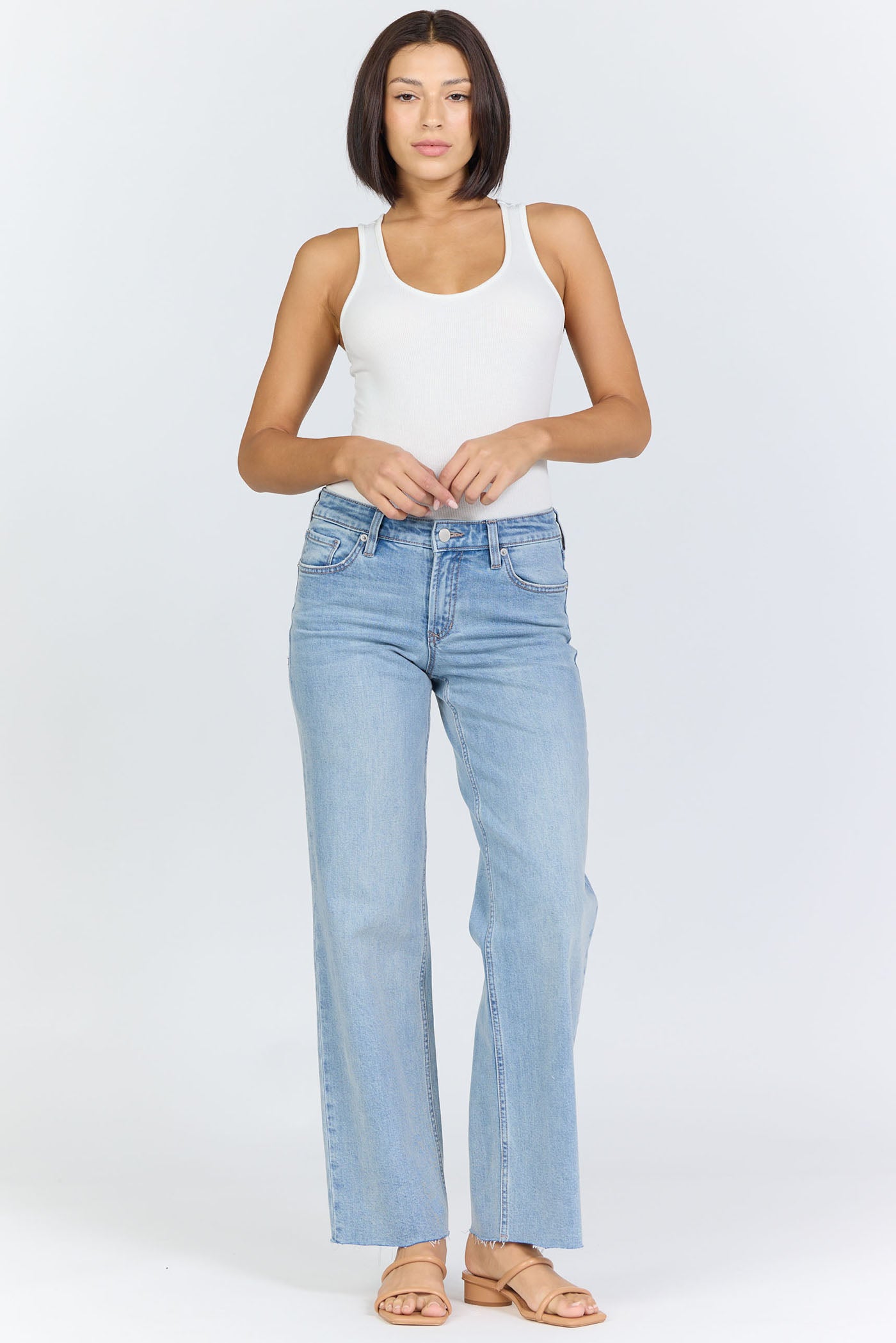 Low-Rise Straight-Leg Raw Hem Jeans | Dear John Drew