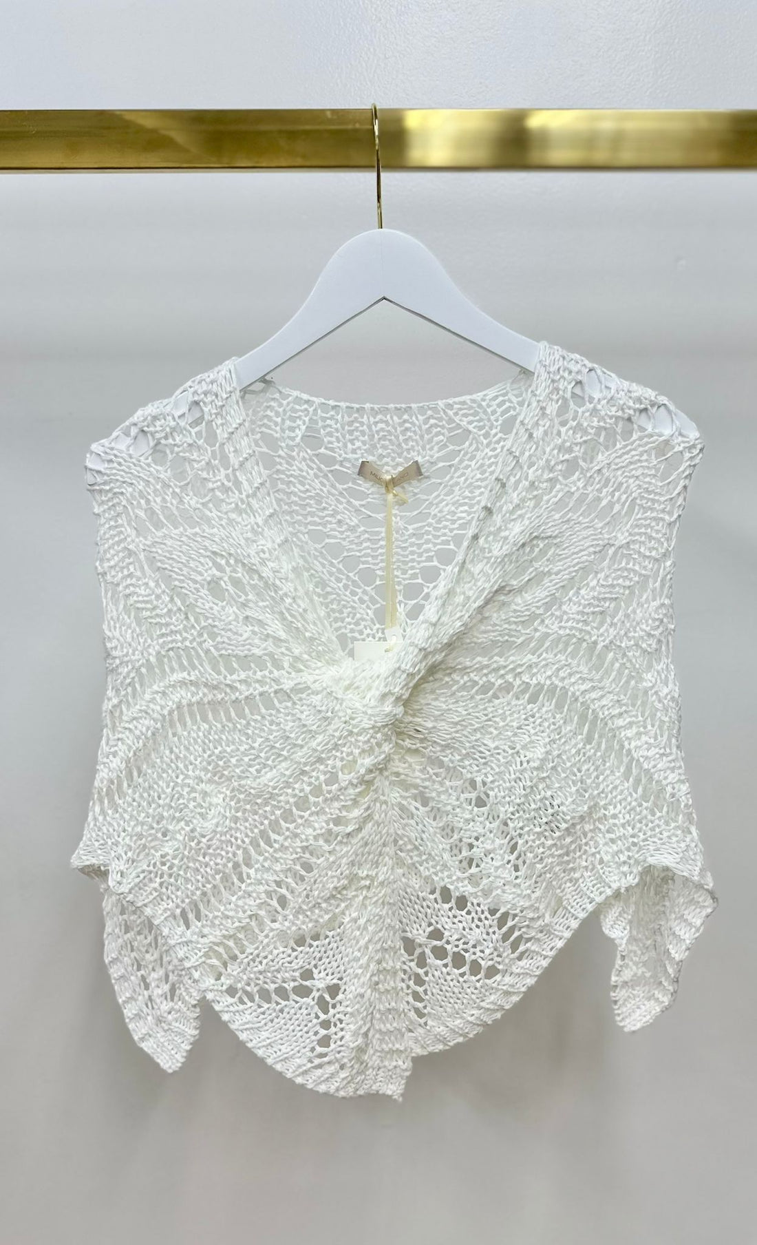 Crochet Knit Front Twist Poncho