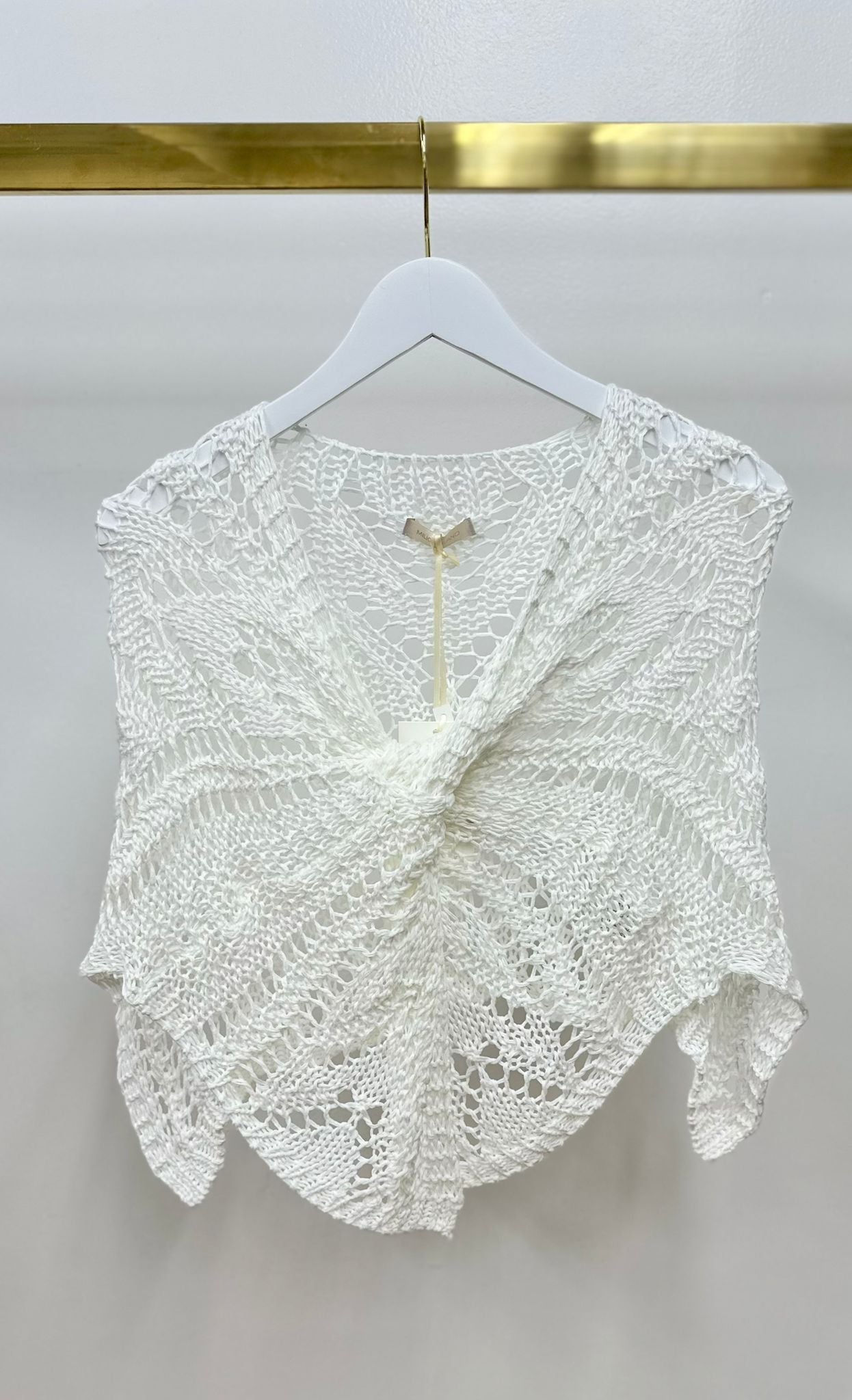 Crochet Knit Front Twist Poncho
