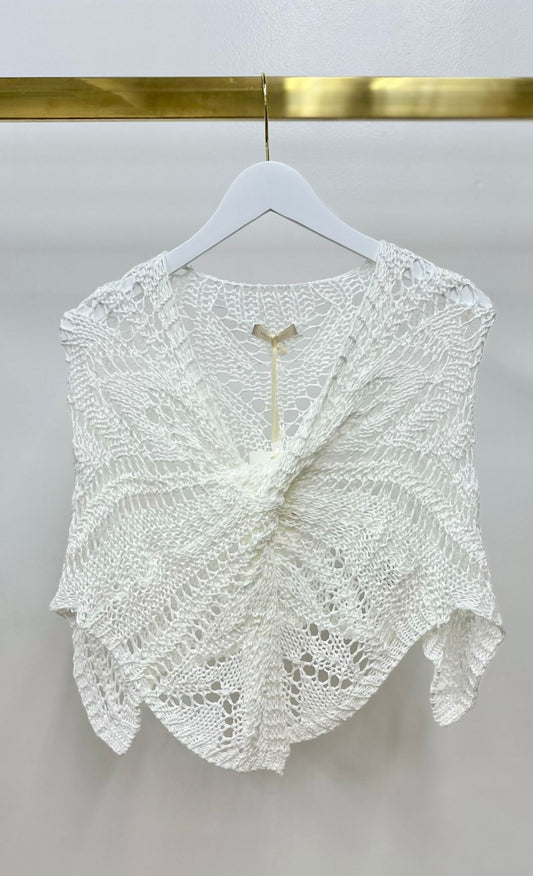 Crochet Knit Front Twist Poncho