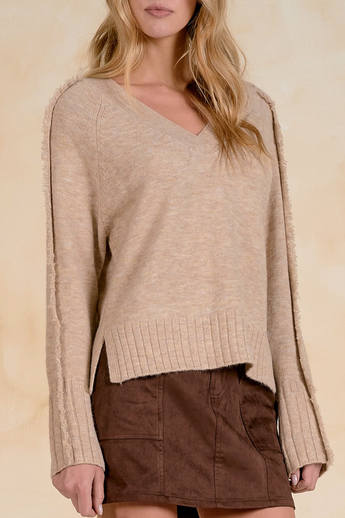 Fray Edge V-Neck Sweater