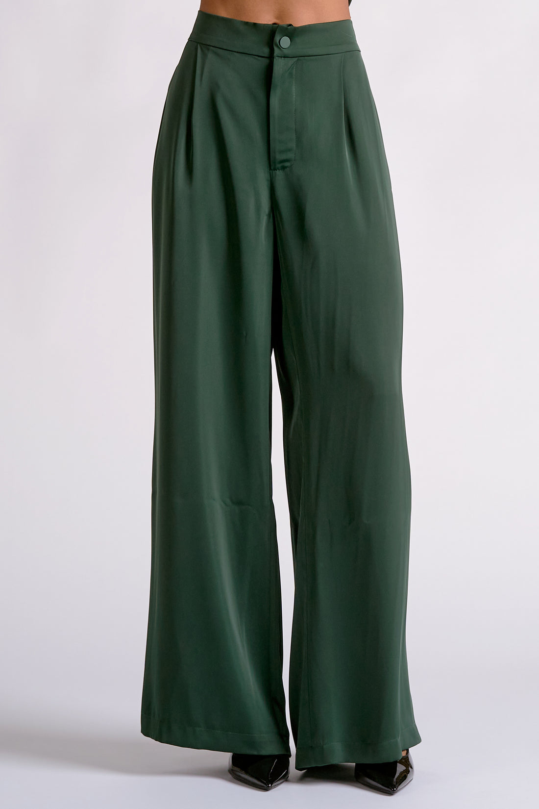 Emerald Satin Wide Leg Pant