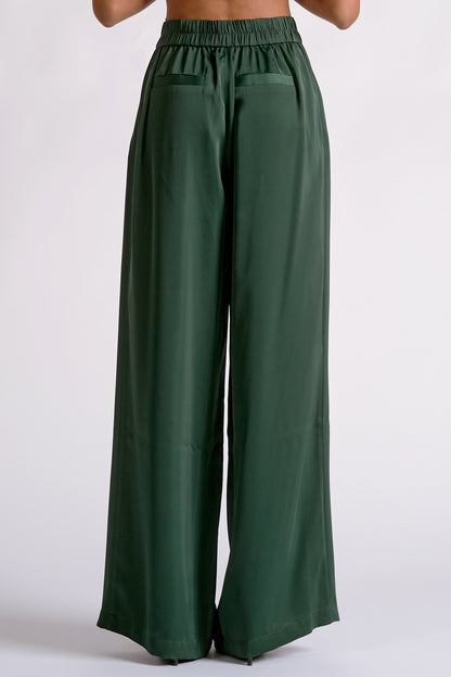 Emerald Satin Wide Leg Pant