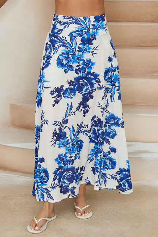 Mediterranean Floral Maxi Skirt