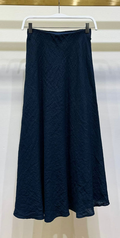 Crinkle Linen Midi Skirt