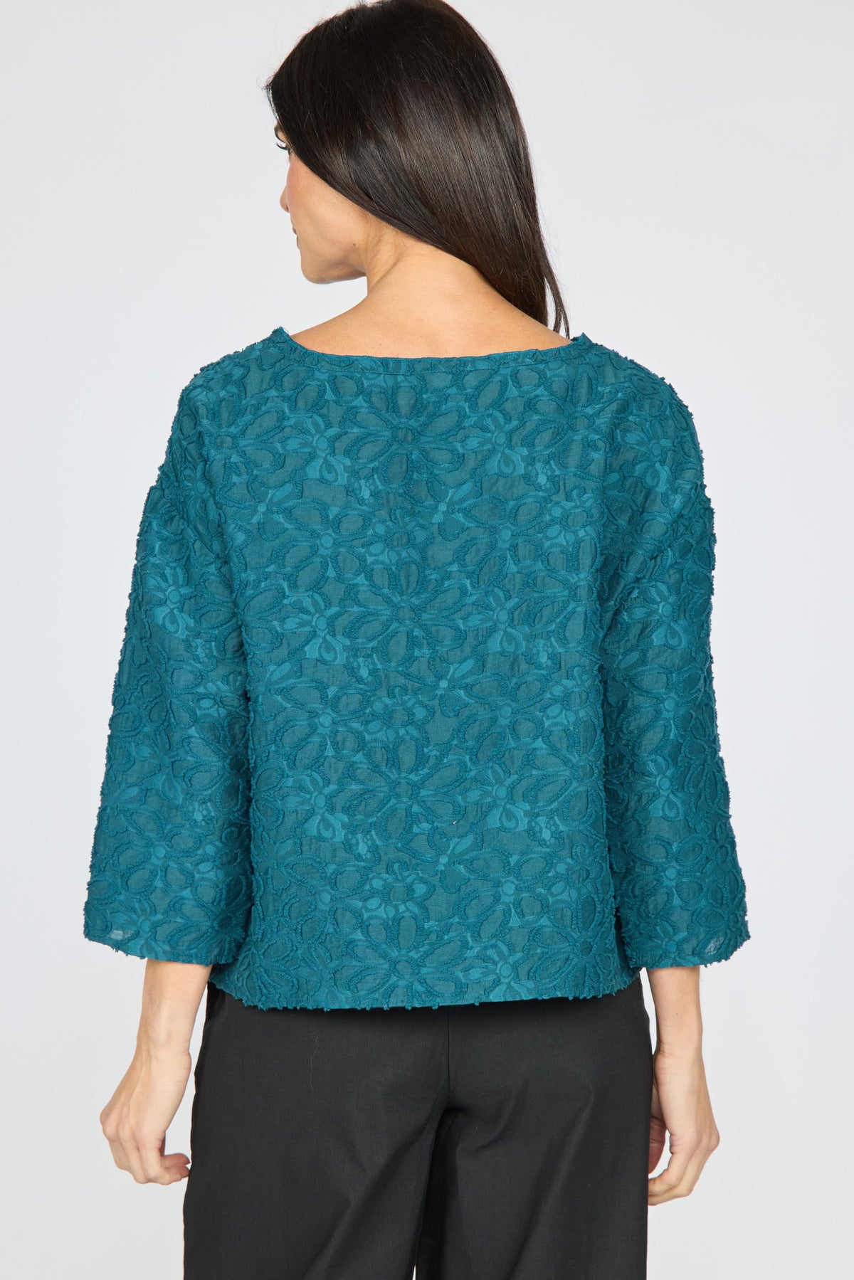 Textured Floral Scoop-Neck Top