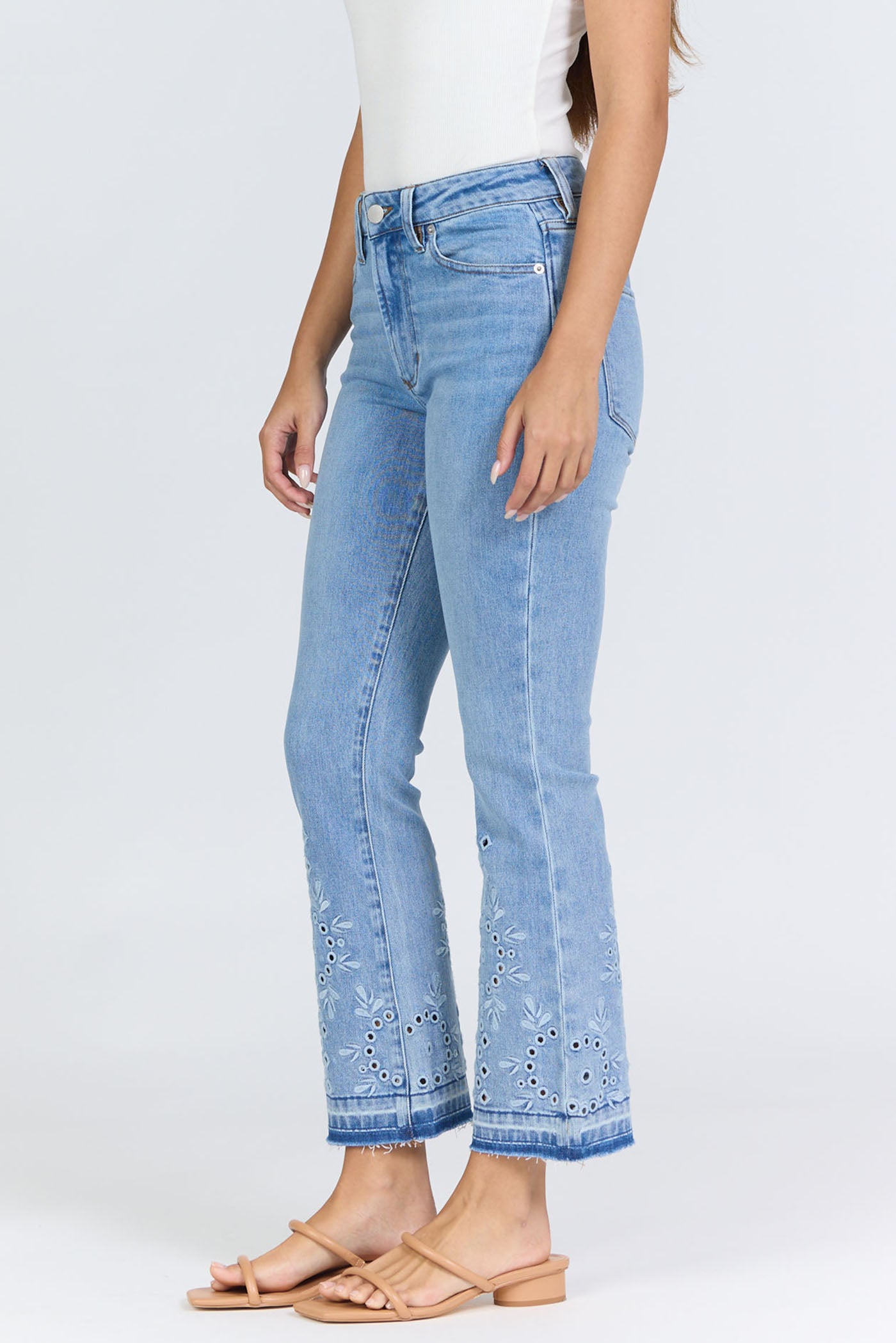 Eyelet Crop Flare Jeans | Dear John Jeanne