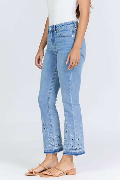 Eyelet Crop Flare Jeans | Dear John Jeanne