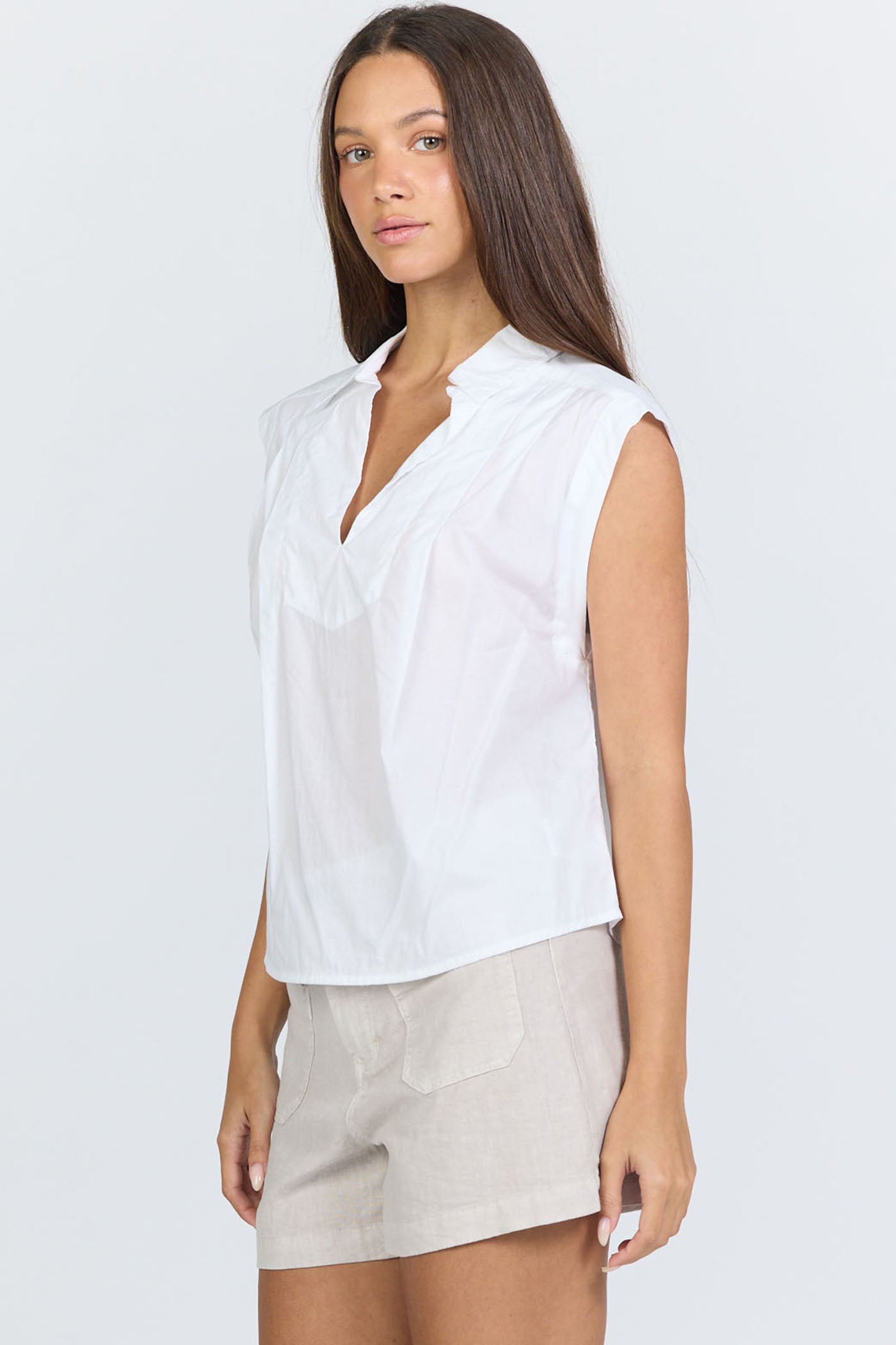 Crisp Cotton Sleeveless Popover