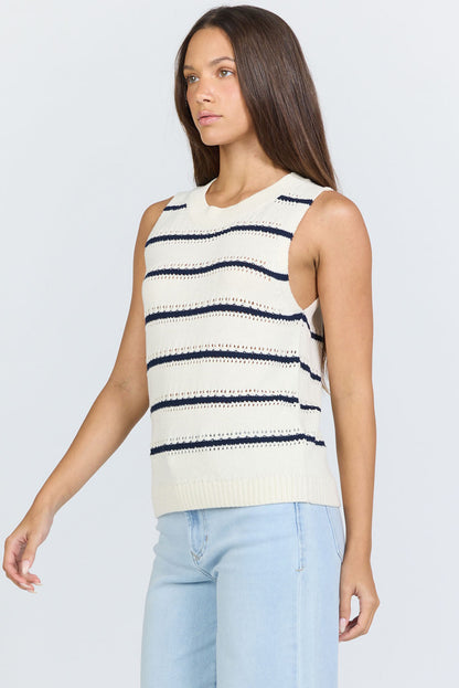 Navy and White Stripe Sleeveless Sweater