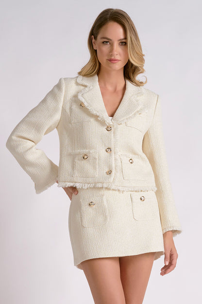 Cropped Cream Tweed Jacket