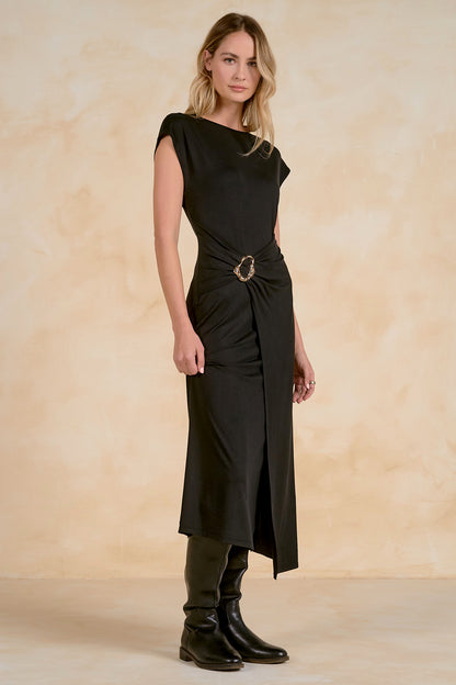 Cap Sleeve Detail Midi Dress