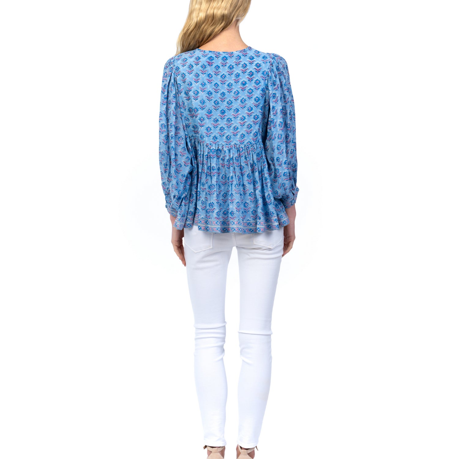 Blue Mosaic Tasselled Blouse