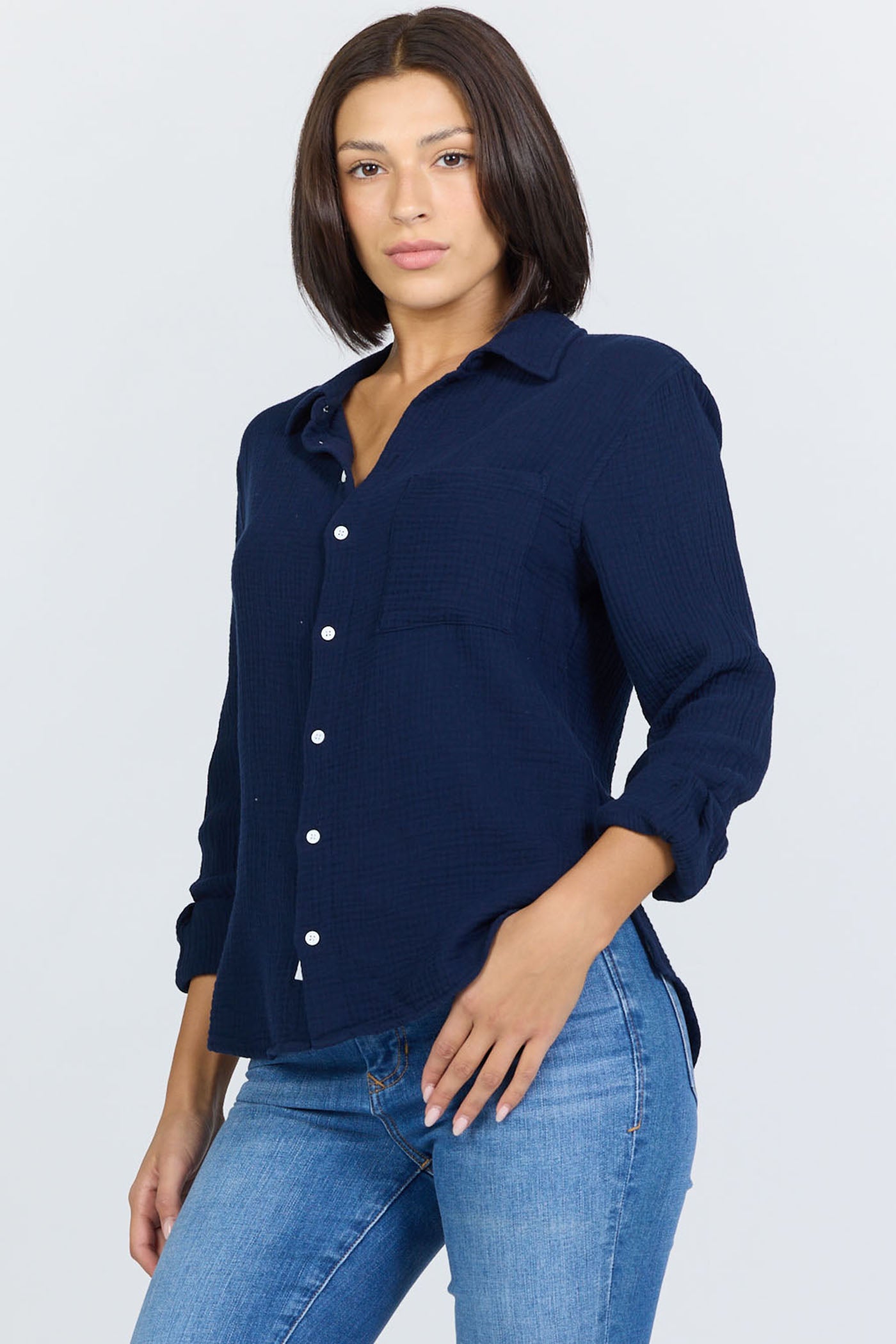 Lightweight Cotton Gauze Button-Up | Dear John Gaia